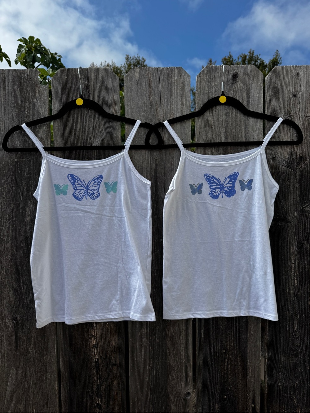 Everything That Glitters White Tank Top Butterfly Handmade